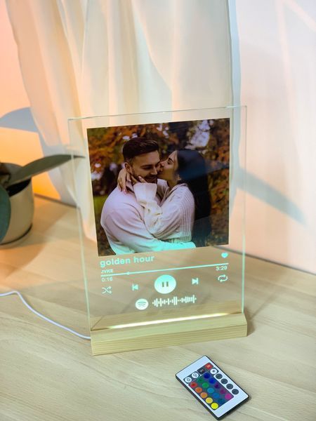 Стеклянный постер с разноцветной подсветкой. Дизайн Spotify. Размер А4 1PA5 фото